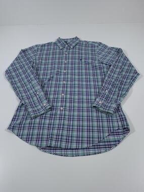 Ralph Lauren Shirt Mens S Blue Plaid Classic Fit Performance Button Down L/S